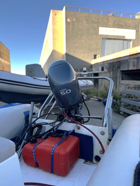 VENDU PACK OCCASION SEMI-RIGIDE FALCON + MOTEUR YAMAHA 50CV + REMORQUE